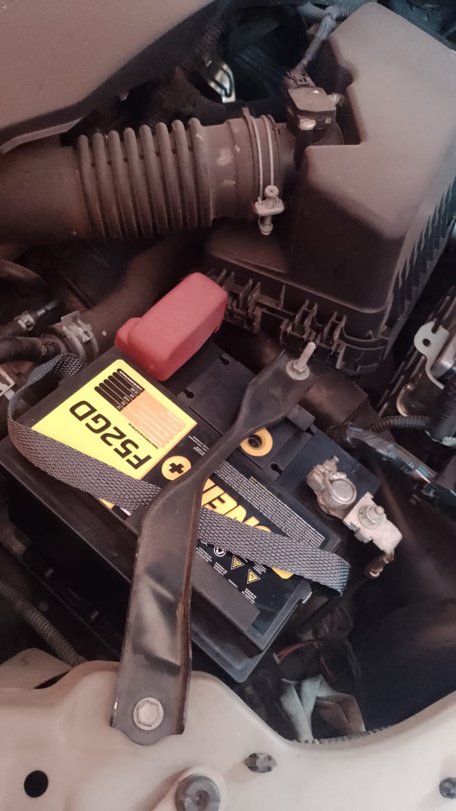 Batería Willard F52GD instalada en compartimento de motor